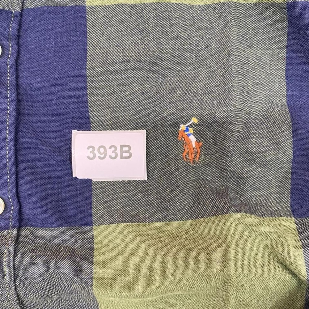 Polo Ralph Lauren Oxford Custom Fit Plaid Button Up Shirt Green Blue Size L - Picture 6 of 6